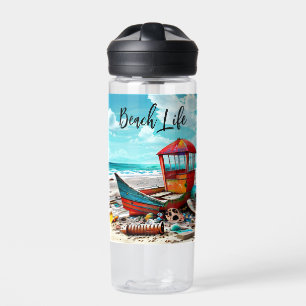 Deserted Old Boat Beach Life Water Bottle