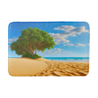 Deserted Tropical Island Sandy Beach  Bath Mat