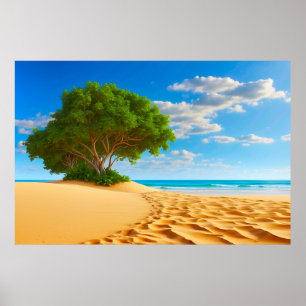 Deserted Tropical Island Sandy Beach  Poster