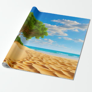 Deserted Tropical Island Sandy Beach  Wrapping Paper