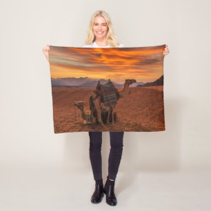 Deserts Bactrian Camel Egypt Sand Dune Fleece Blanket