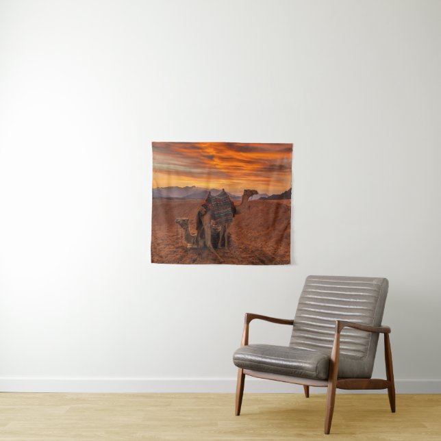Deserts | Bactrian Camel Egypt Sand Dune Tapestry (In Situ (Horizontal))