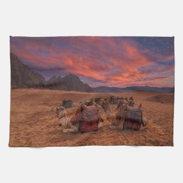 Deserts | Camels Sinai Mountains Egypt Tea Towel (Horizontal)