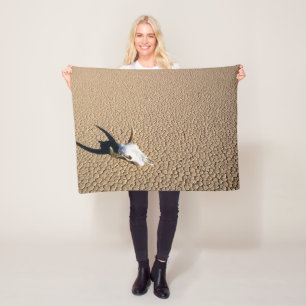 Deserts Cow Skull on the Desert Ground Fleece Blanket