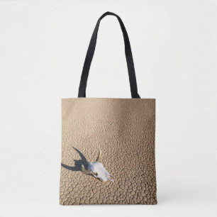 Deserts   Cow Skull on the Desert Ground Tote Bag