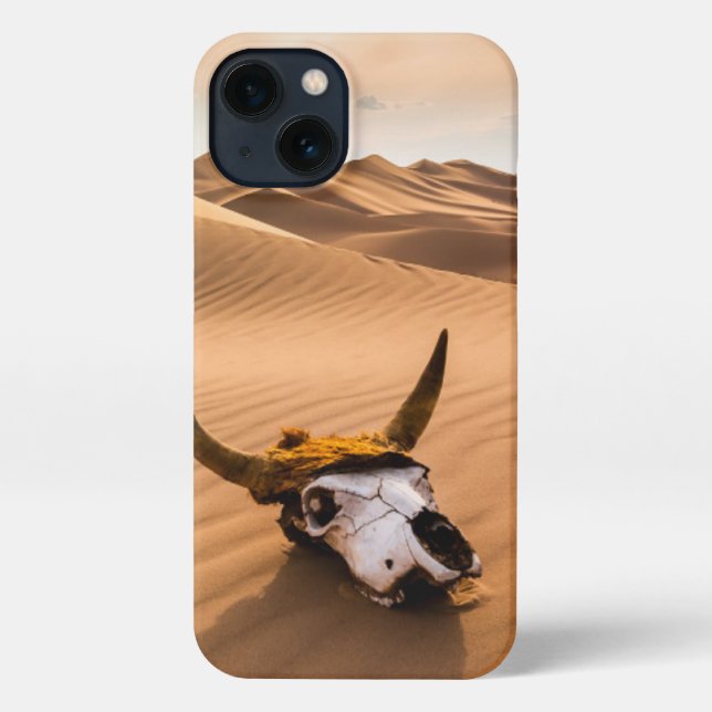 Deserts | Cow Skull Rippled Sand Dunes iPhone Case (Back)