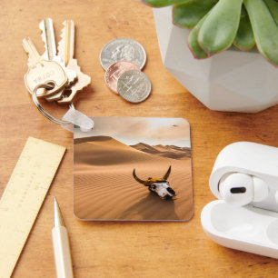 Deserts Cow Skull Rippled Sand Dunes Key Ring