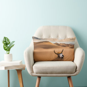 Deserts Cow Skull Rippled Sand Dunes Lumbar Cushion
