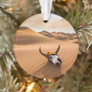 Deserts Cow Skull Rippled Sand Dunes Ornament