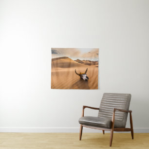 Deserts Cow Skull Rippled Sand Dunes Tapestry