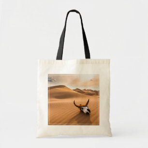 Deserts Cow Skull Rippled Sand Dunes Tote Bag