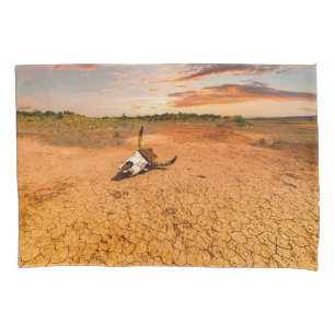 Deserts   Desert with Cow Skull Pillowcase