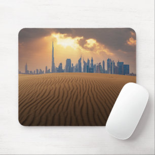 Deserts Dubai's Skyline View from Sand Dune Mouse Pad