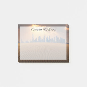 Deserts   Dubai's Skyline View from Sand Dune Post-it Notes