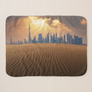 Deserts Dubai's Skyline View from Sand Dune Sherpa Blanket