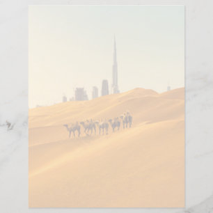 Deserts   Dubai's Skyline View with Camels