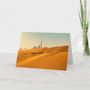 Deserts Dubai's Skyline View with Camels Card