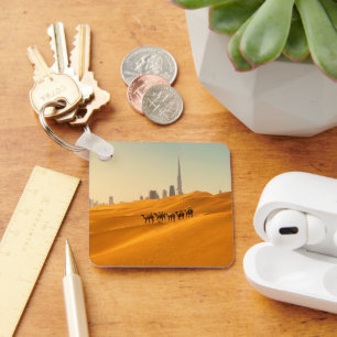 Deserts   Dubai's Skyline View with Camels Key Ring