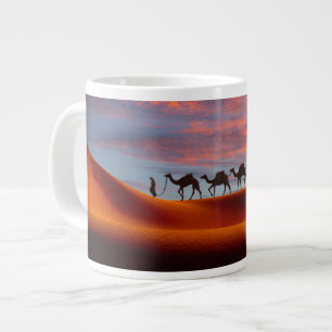 Deserts   Man & Camels in the Sand Dunes Large Coffee Mug