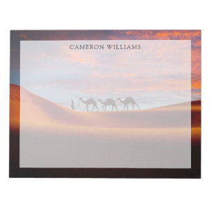 Deserts Man & Camels in the Sand Dunes Notepad