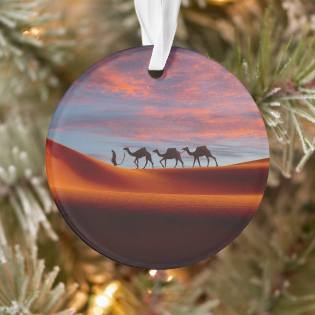 Deserts | Man & Camels in the Sand Dunes Ornament (Tree)