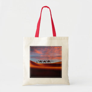 Deserts   Man & Camels in the Sand Dunes Tote Bag