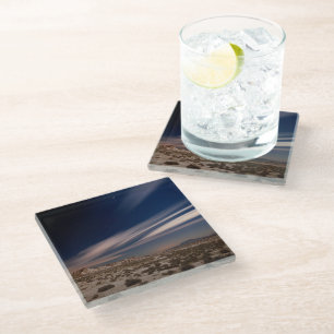 Deserts Navarre Bardenas Desert at Night Glass Coaster