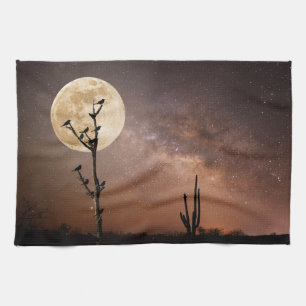 Deserts   Saguaro Cactus With Birds in Desert Tea Towel