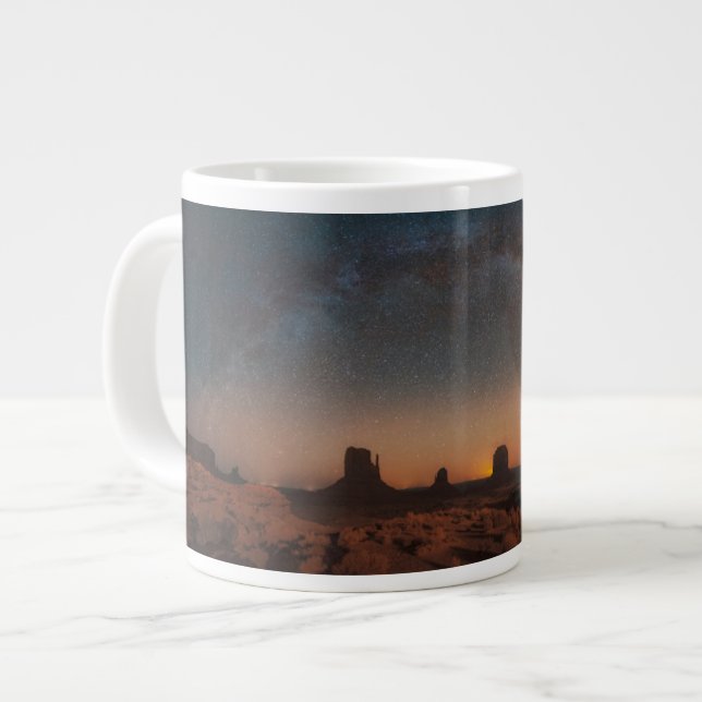 Deserts | Starry Sky Over A Desert Landscape Large Coffee Mug (Front Left)