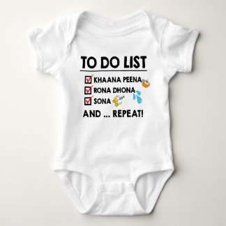 Desi Baby To-Do List! (Eat, Cry, Sleep) Baby Bodysuit