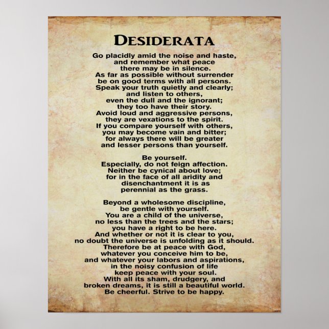 Desiderata  11 x 14 Art Print (Front)