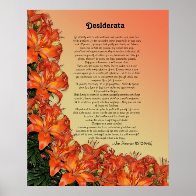 Desiderata Asian lilies Poster (Front)
