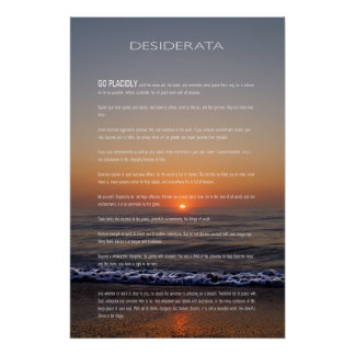 DESIDERATA Beach Golden Sunrise Poster