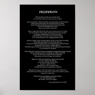 Desiderata Black Poster