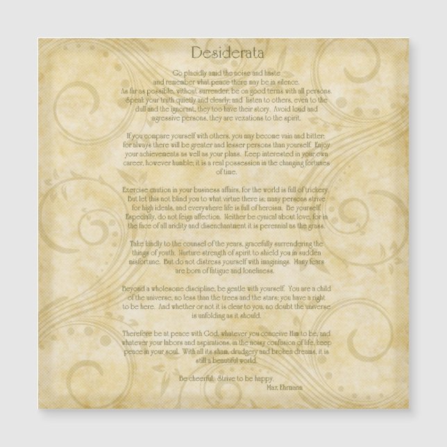 Desiderata by Max Ehrmann Magnet (Front)