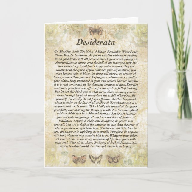 DESIDERATA Card=Butterflies Card (Front)