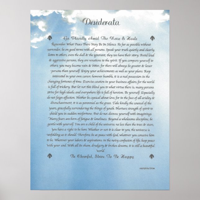 DESIDERATA Careful Clouds Poster (Front)