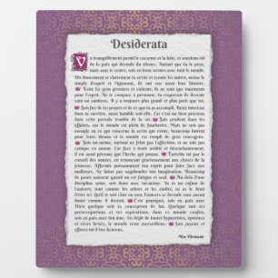Desiderata - Choses désirées - poème  Plaque