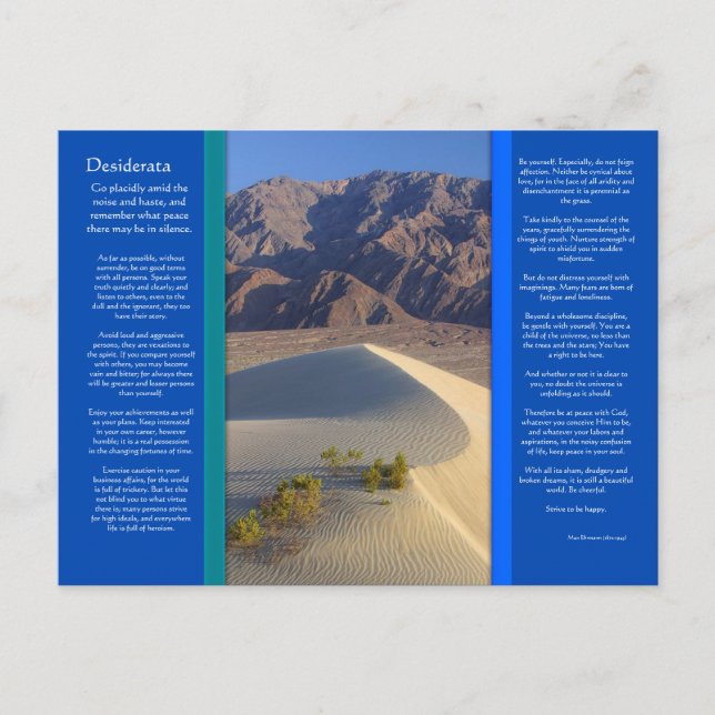 DESIDERATA Desert Range Postcard (Front)