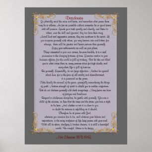 Desiderata "desired things", customisable colours poster