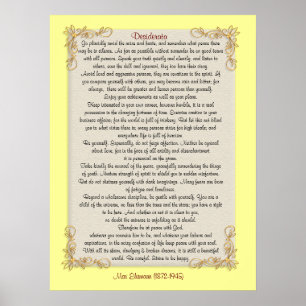 Desiderata "desired things", customisable colours poster