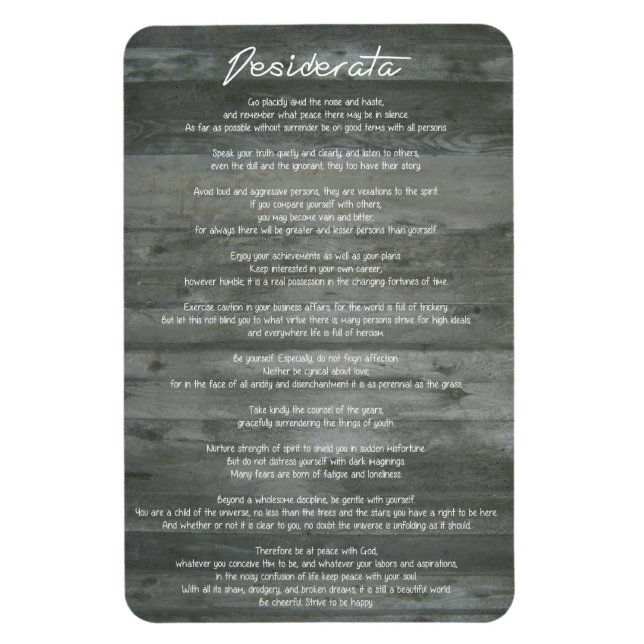 Desiderata "Desired Things" on Concrete Wall Magnet (Vertical)