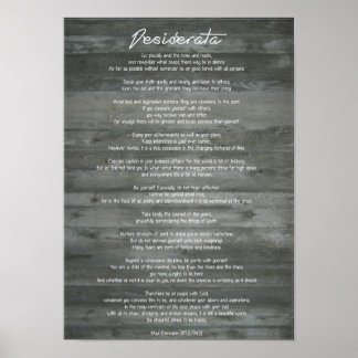 Desiderata "Desired Things" on Concrete Wall Poster