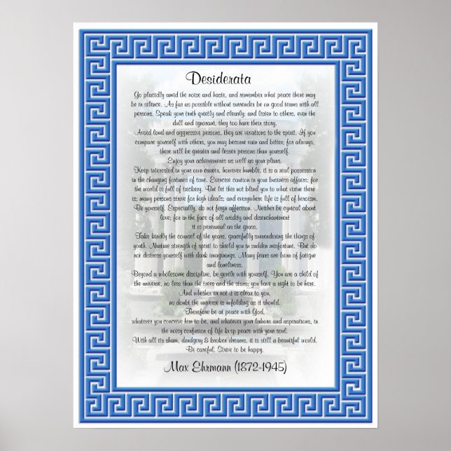 Desiderata "desired things" poster (Front)