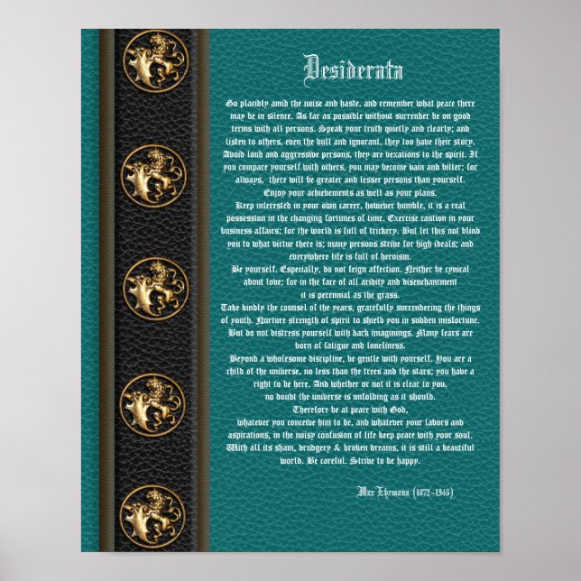 Desiderata "desired things", prose masculine backg poster (Front)