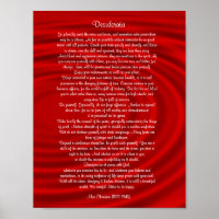 Desiderata "desired things", prose on red