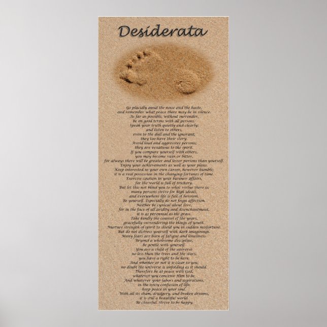 Desiderata - Footprint on Sand Poster (Front)