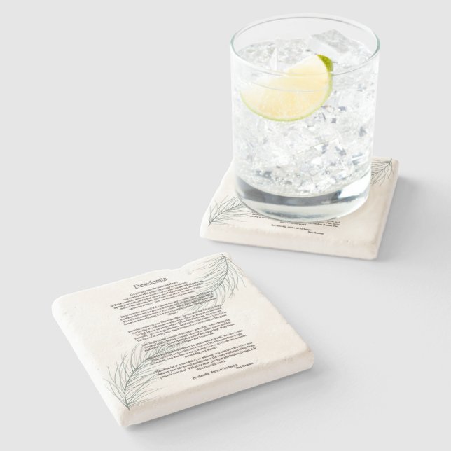 Desiderata Green Fern Leaf Stone Coaster (Side)