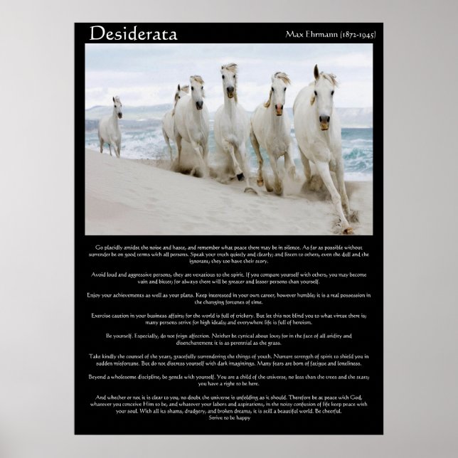 Desiderata horses running Posters (Front)