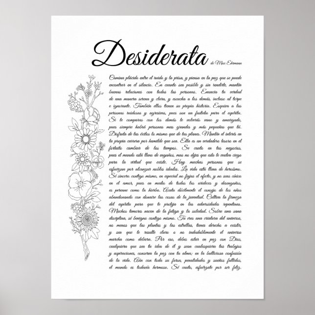 Desiderata in Spanish Poster (Front)